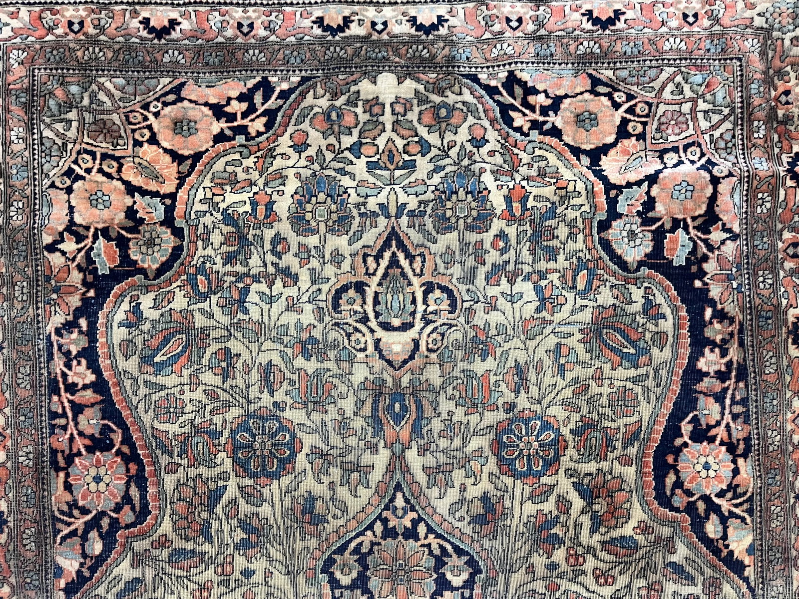 Fine Antique Persian Mohtasham Kashan Wool Rug 4'3" X 6'9" - 8