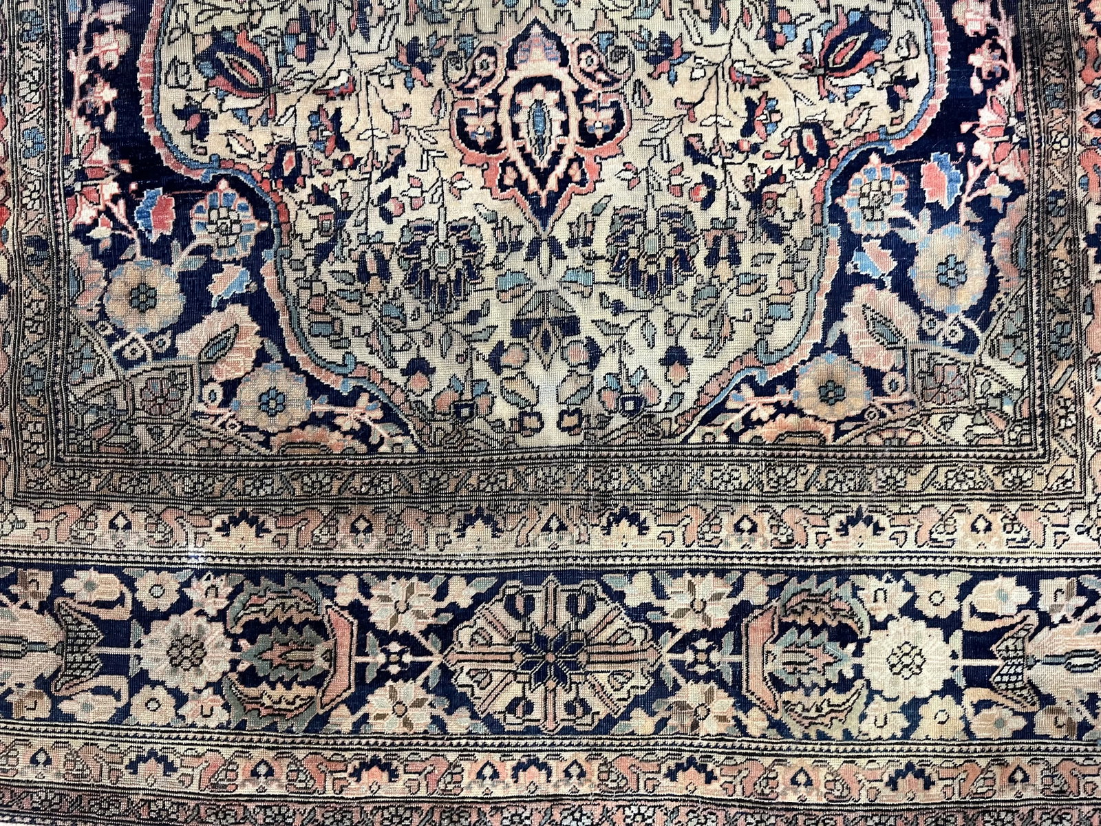 Fine Antique Persian Mohtasham Kashan Wool Rug 4'3" X 6'9" - 9