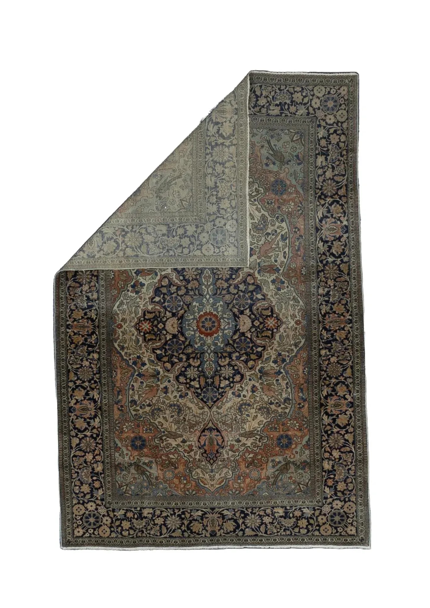Fine Antique Persian Mohtasham Kashan Wool Rug 4'3" X 6'7" - 2