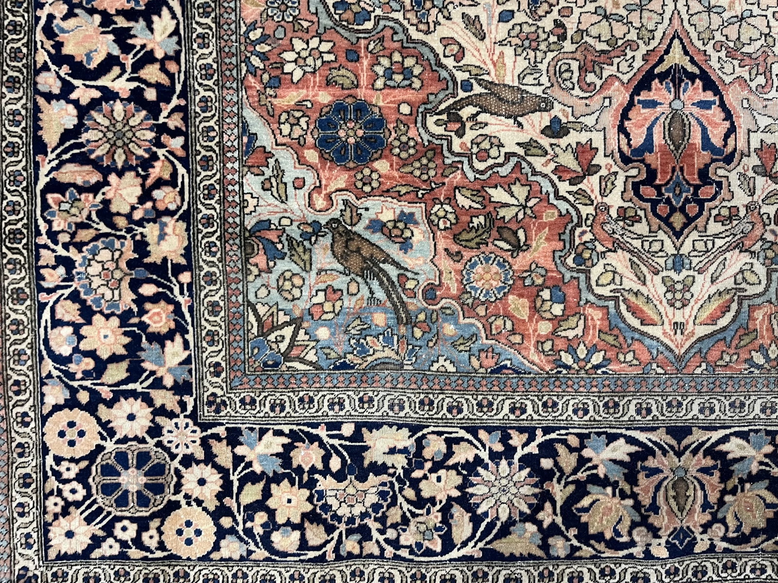 Fine Antique Persian Mohtasham Kashan Wool Rug 4'3" X 6'7" - 5