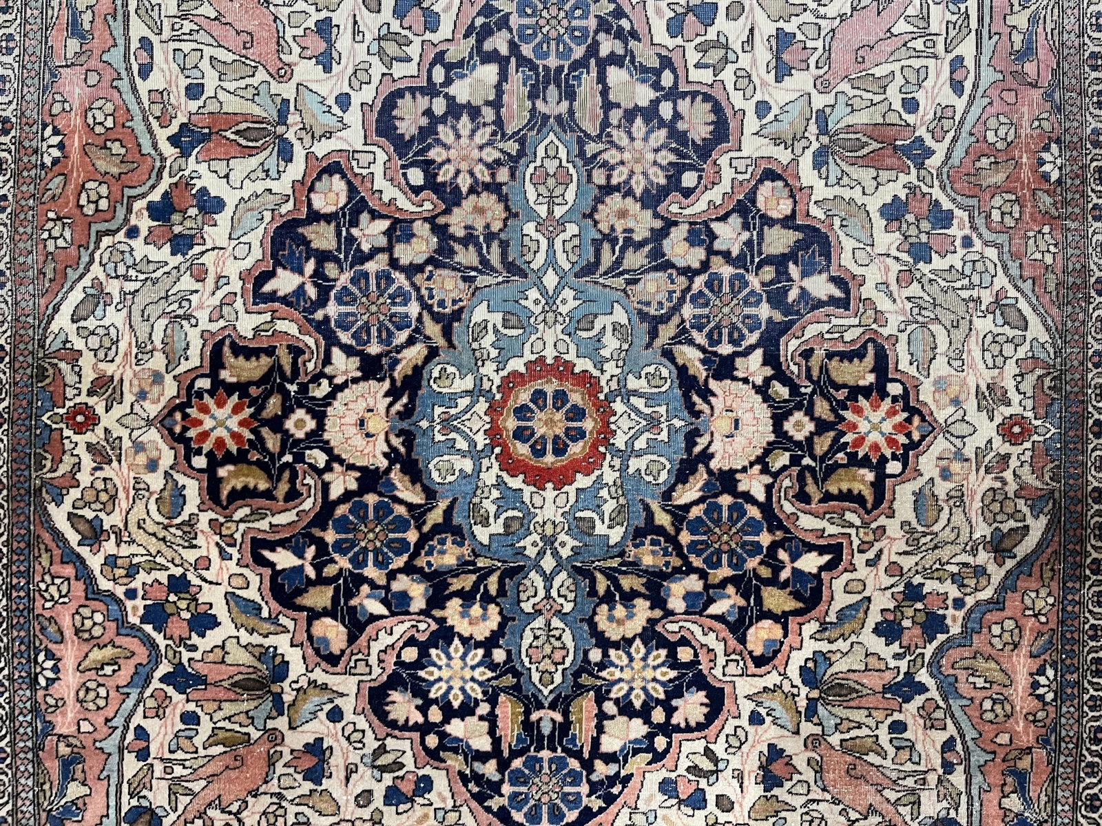 Fine Antique Persian Mohtasham Kashan Wool Rug 4'3" X 6'7" - 6
