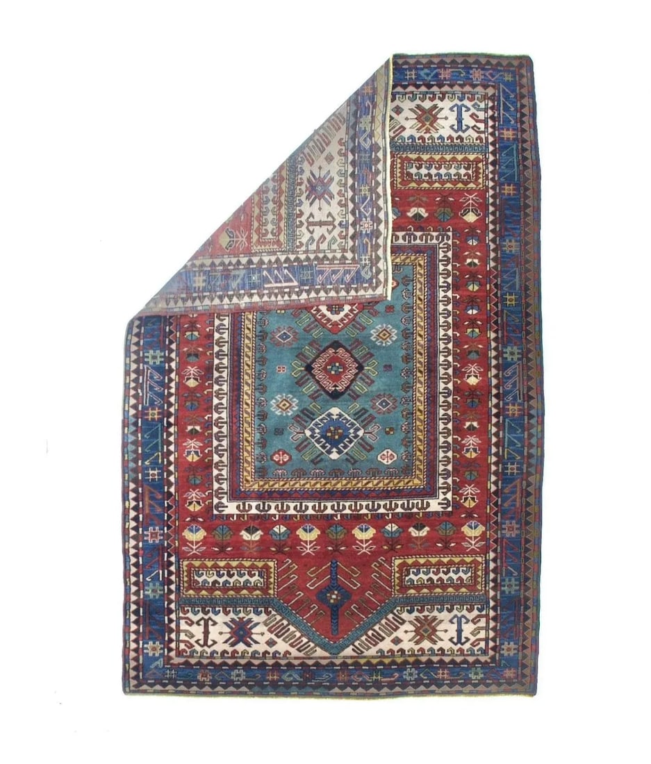 Fine Antique Kazak Wool Rug 5'1" X 7'11" - 2