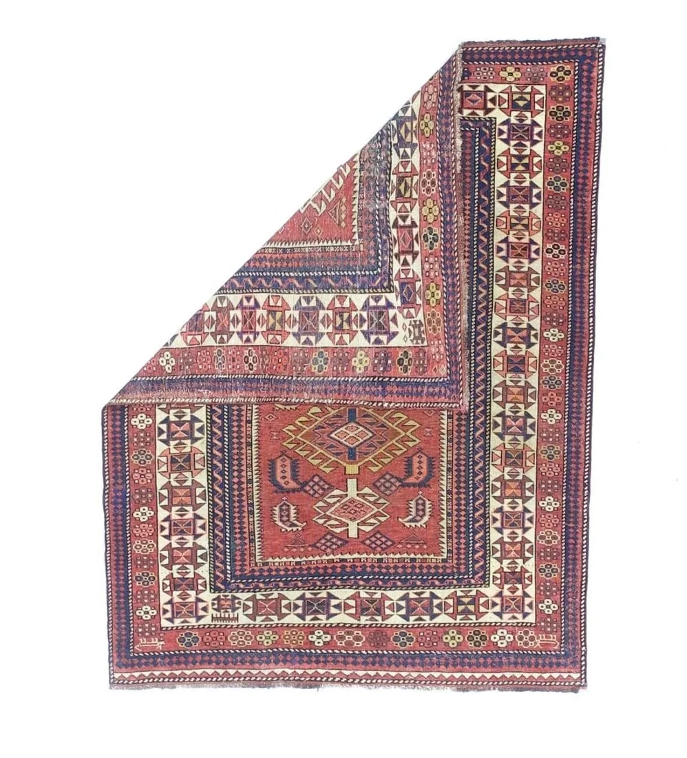 Antique Caucasian Kuba Rug 3'8" X 4'11" - 2