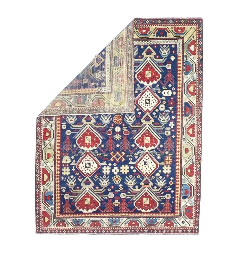 Antique Caucasian Kuba Rug 3'9" X 4'10" - 2