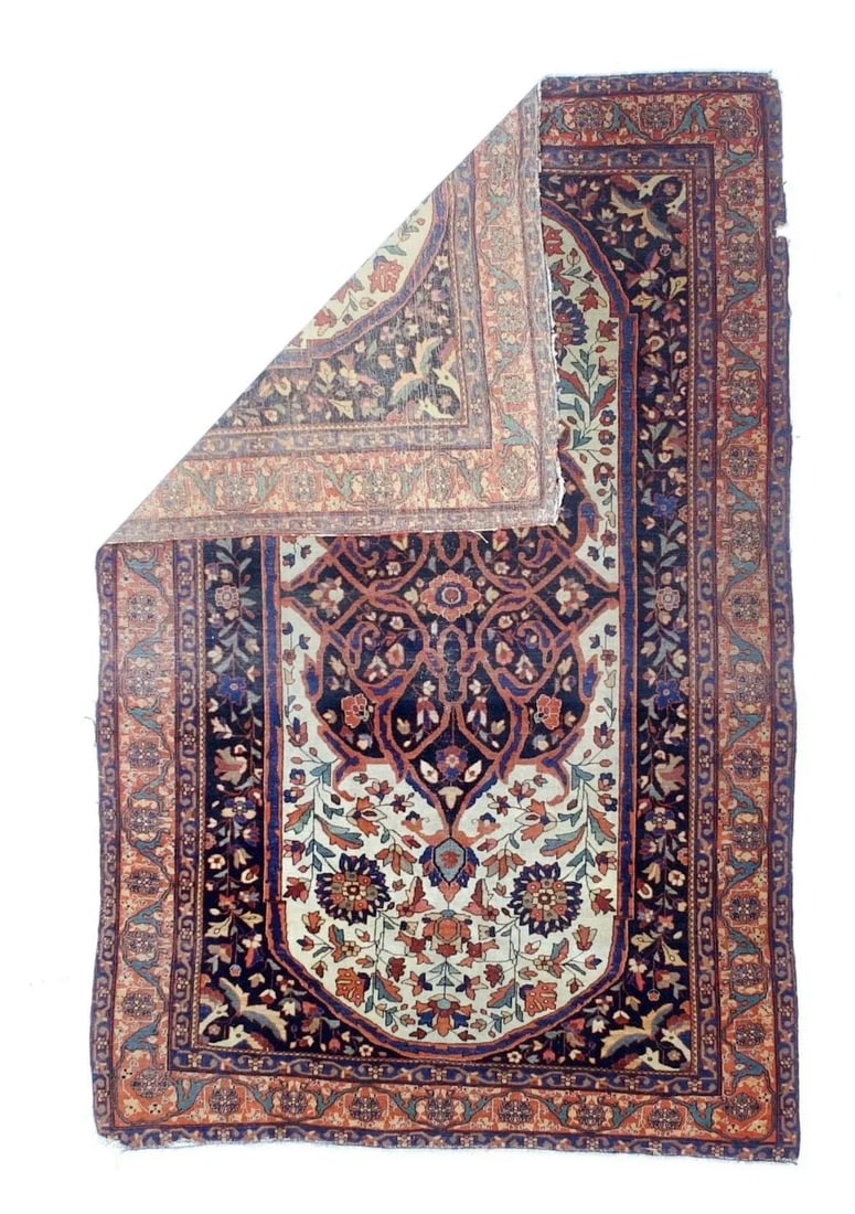Antique Persian Farahan Sarouk Rug 4'2" X 6'6" - 2
