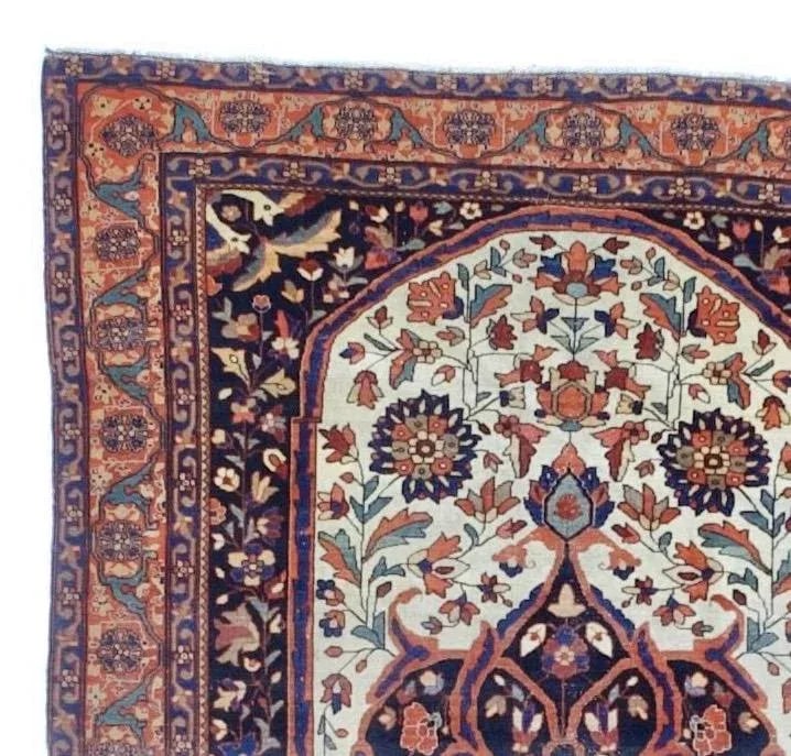 Antique Persian Farahan Sarouk Rug 4'2" X 6'6" - 4