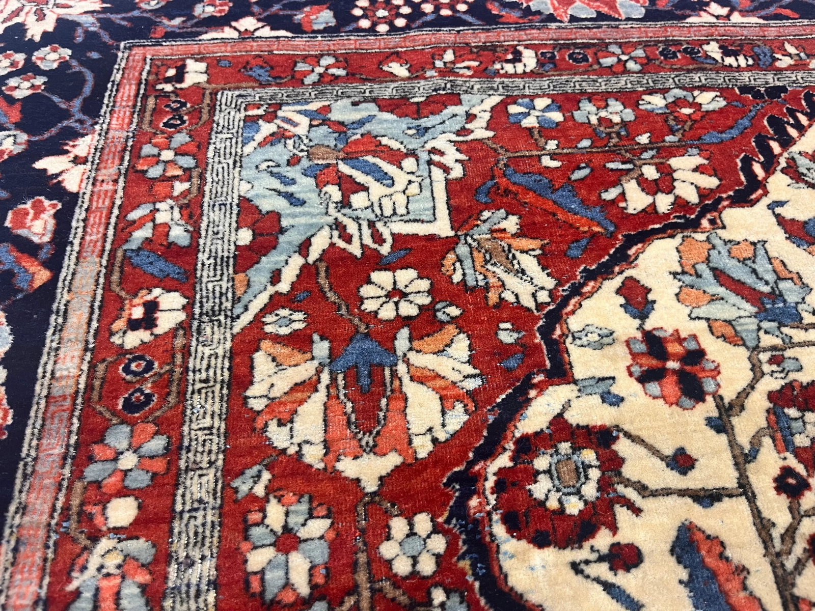 Antique Persian Mohtasham Kashan Rug 4'5" X 6'9" - 7