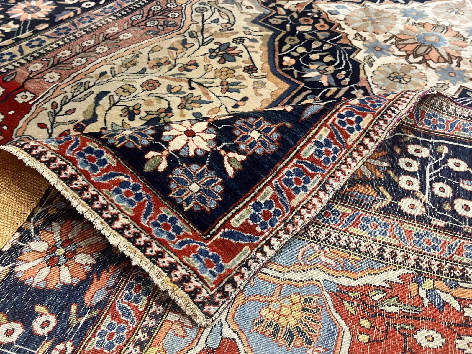 Antique Persian Mohtasham Kashan Rug 4'2" X 6'5" - 10