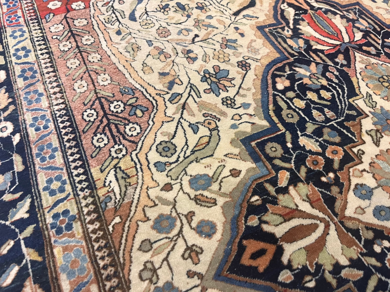 Antique Persian Mohtasham Kashan Rug 4'2" X 6'5" - 11