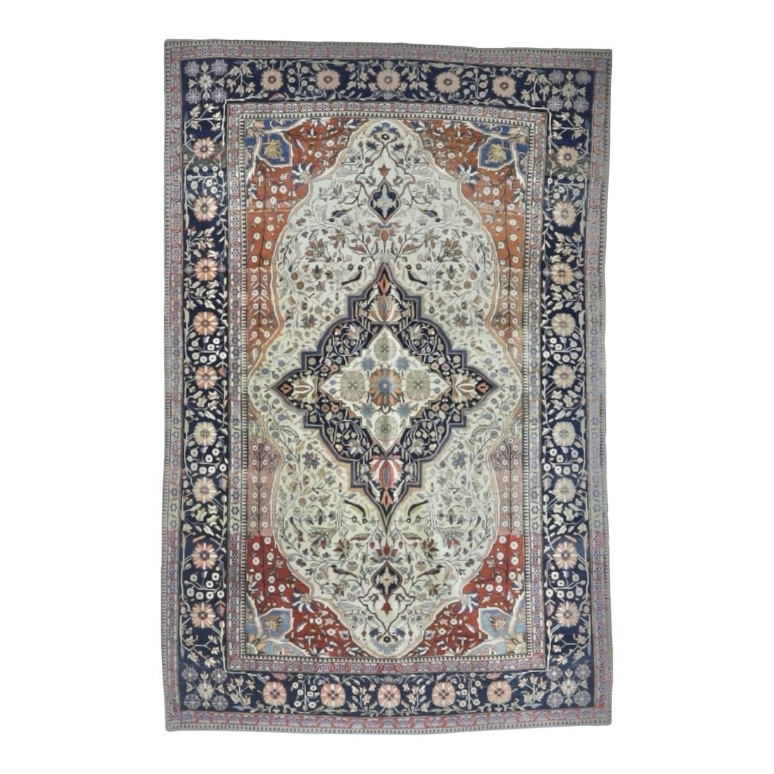 Antique Persian Mohtasham Kashan Rug 4'2" X 6'5": Antique Persian Mohtasham Kashan Rug 4'2" x 6'5". The Revival Period rugs woven by two generations of Mohtashams, from 1880 to WWI, with imported Manchester-spun, Australian merino wool. Velvety textu