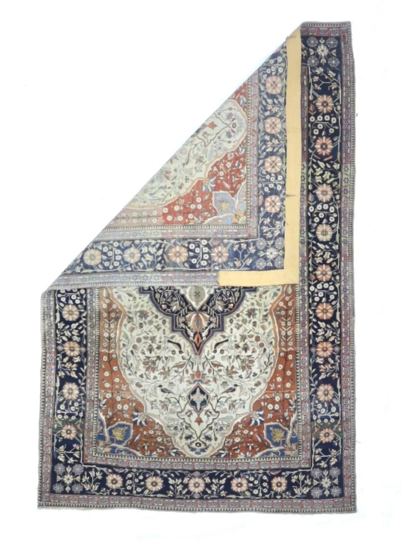 Antique Persian Mohtasham Kashan Rug 4'2" X 6'5" - 2