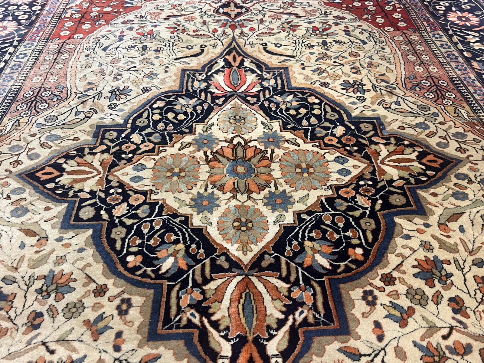Antique Persian Mohtasham Kashan Rug 4'2" X 6'5" - 3