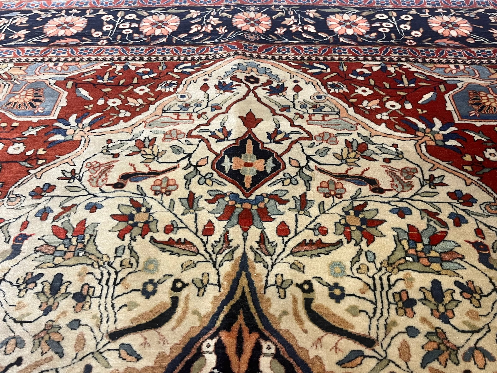 Antique Persian Mohtasham Kashan Rug 4'2" X 6'5" - 4