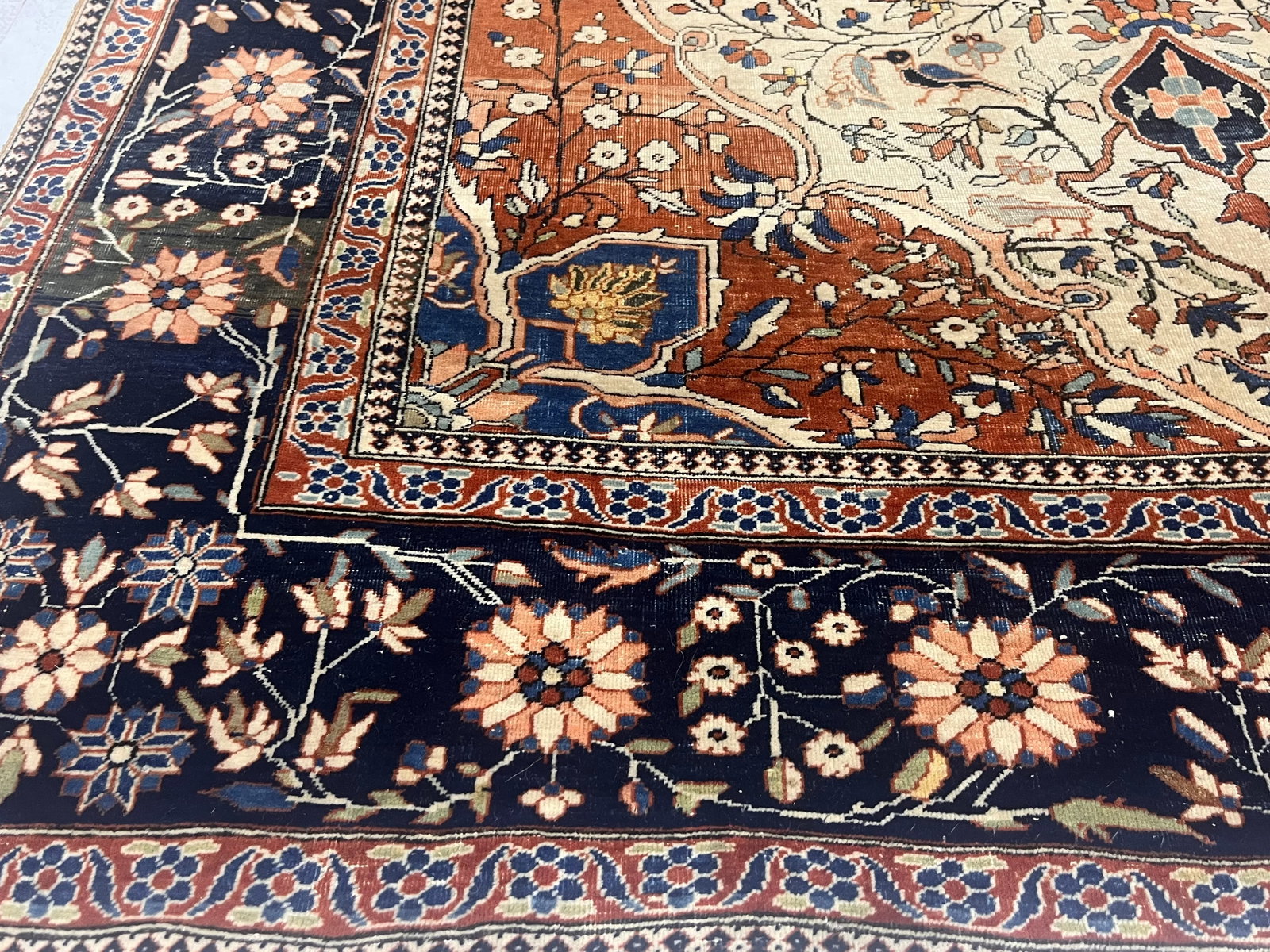 Antique Persian Mohtasham Kashan Rug 4'2" X 6'5" - 6