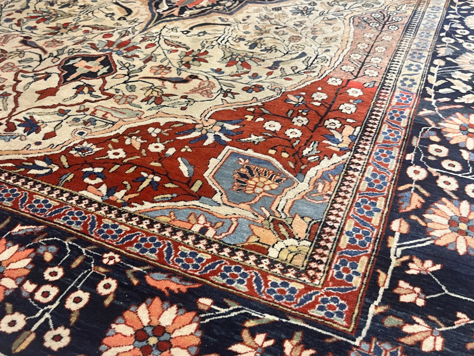 Antique Persian Mohtasham Kashan Rug 4'2" X 6'5" - 7
