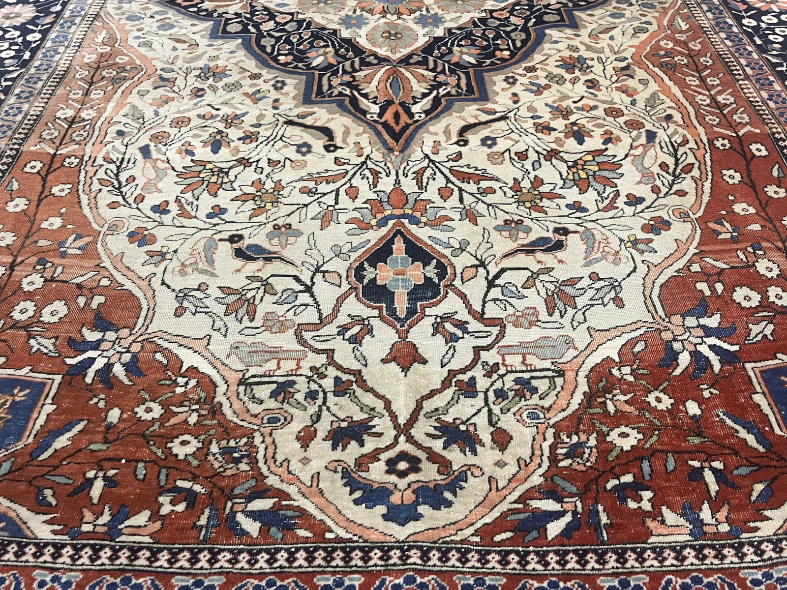 Antique Persian Mohtasham Kashan Rug 4'2" X 6'5" - 8