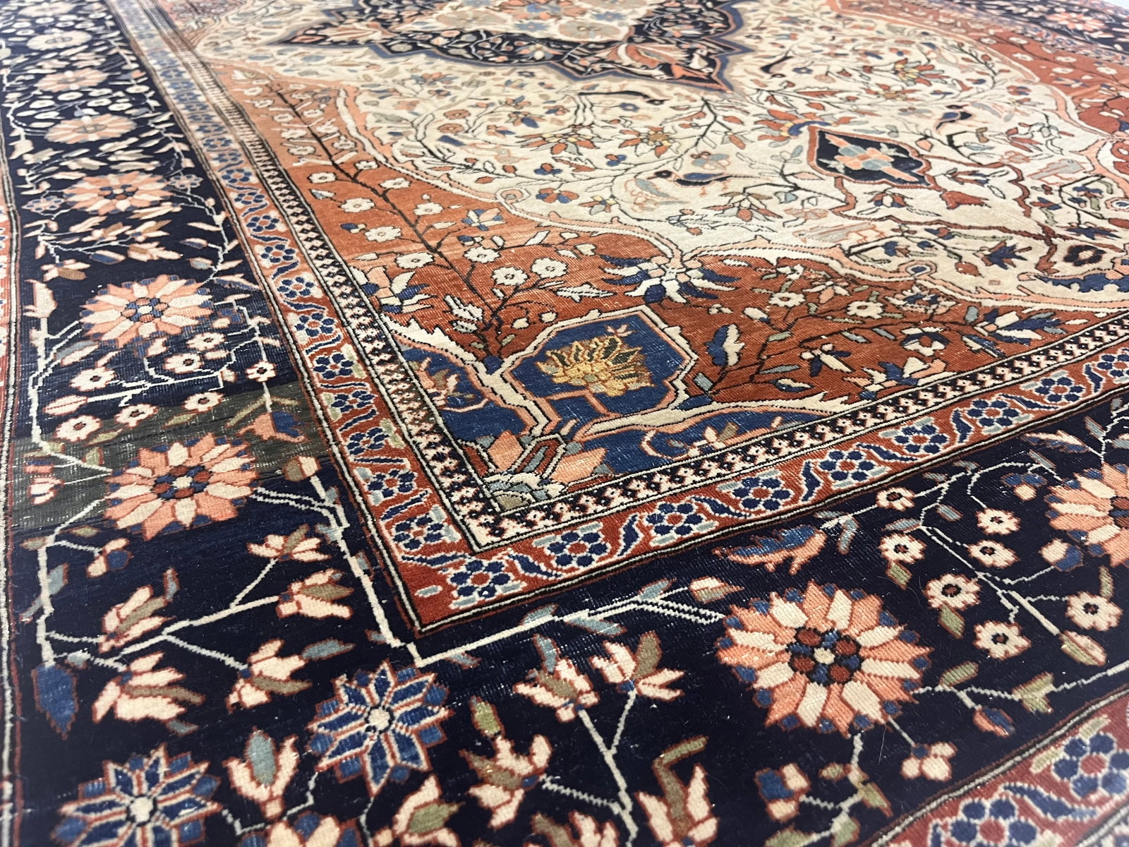 Antique Persian Mohtasham Kashan Rug 4'2" X 6'5" - 9