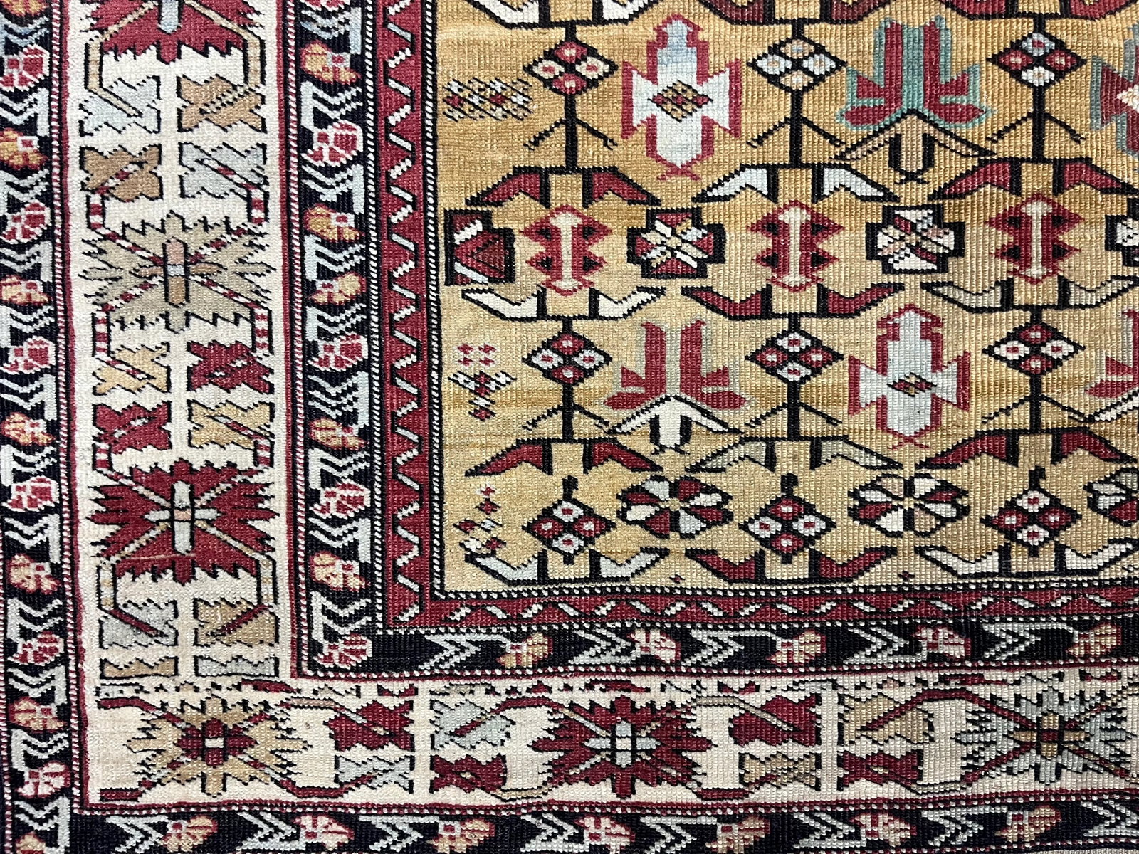 Fine Antique Kuba Rug 4'0" X 5'8" - 3