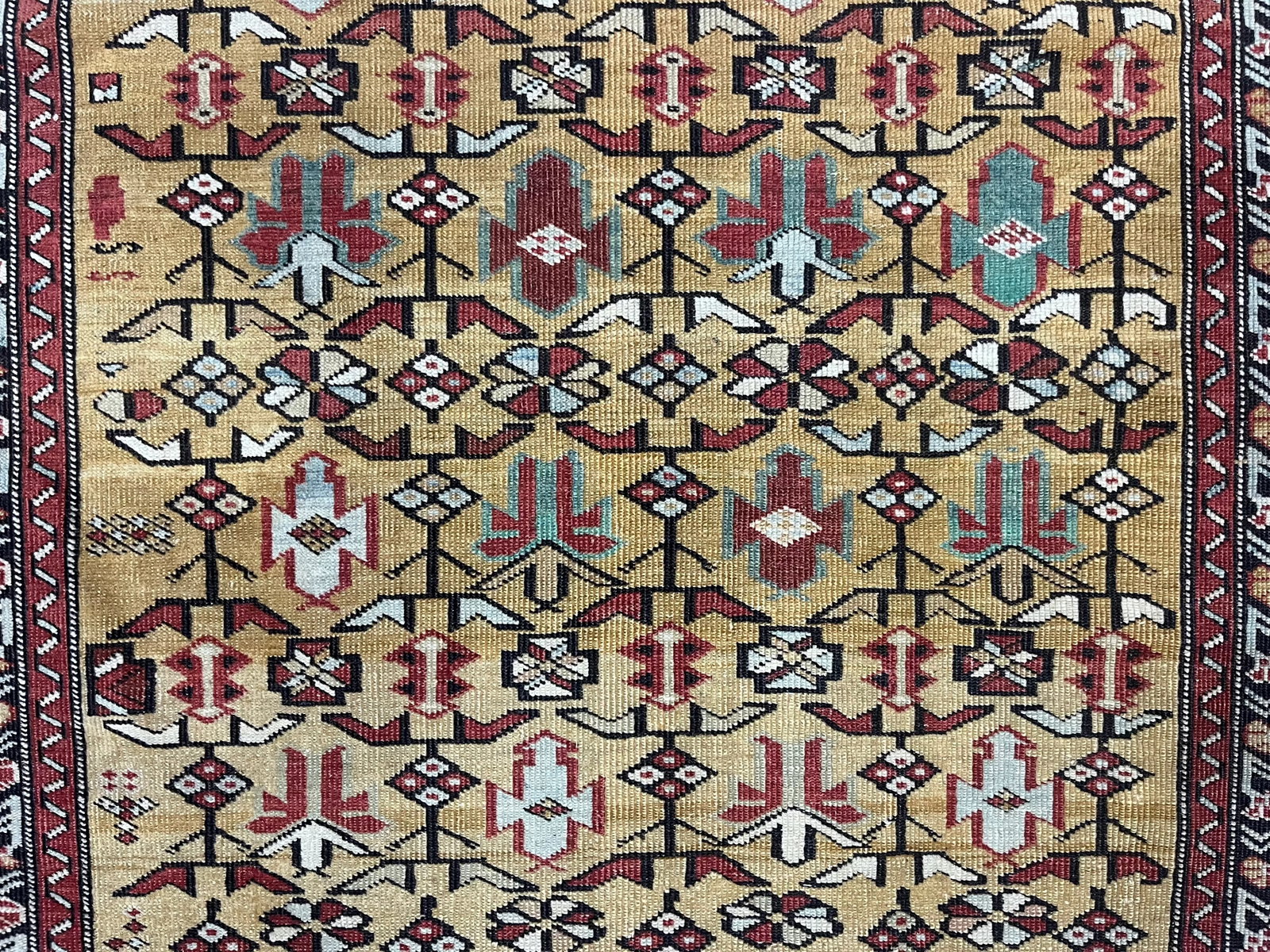 Fine Antique Kuba Rug 4'0" X 5'8" - 5