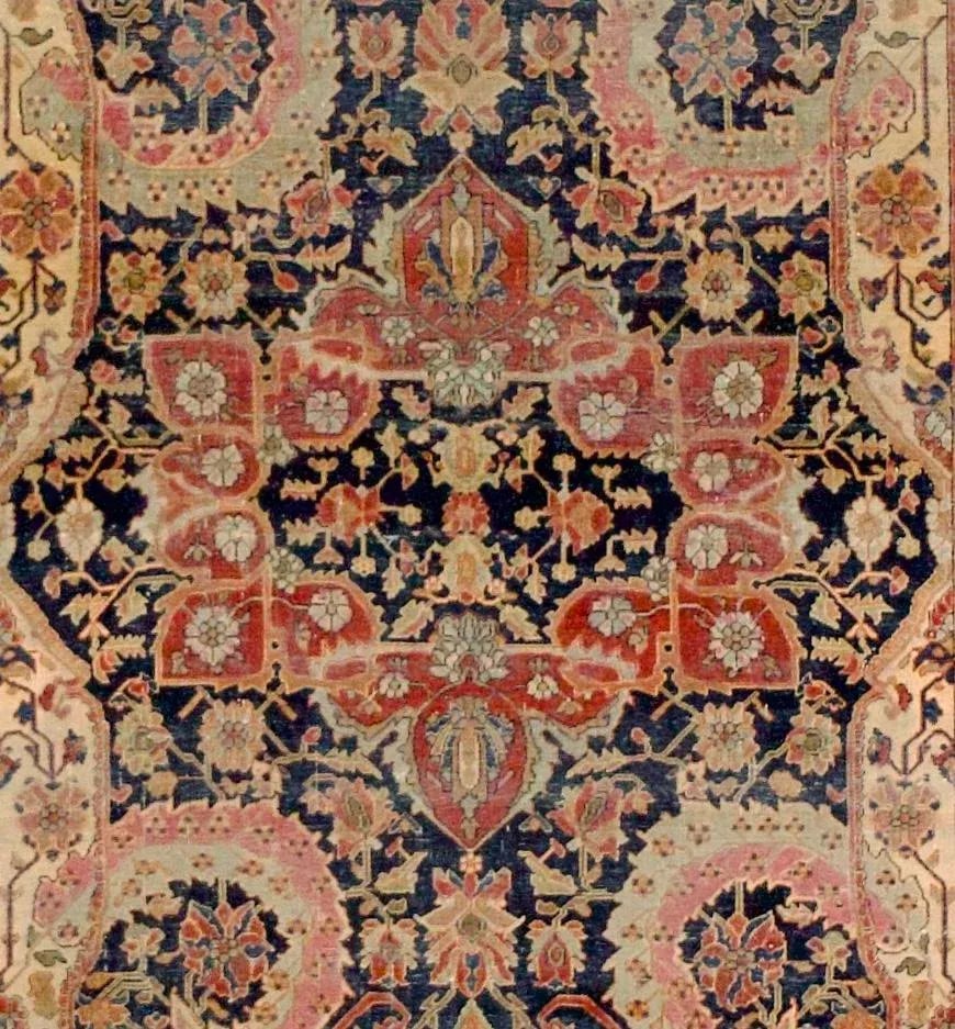 Antique Persian Mohtasham Kashan Rug 4'3" X 6'8" - 2