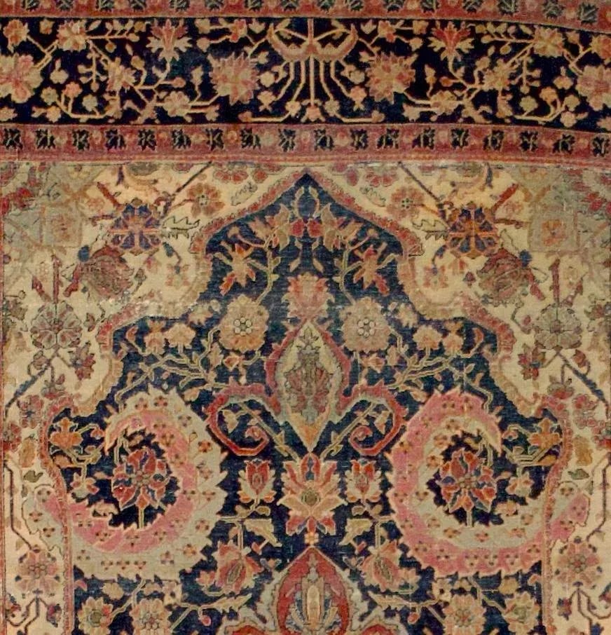 Antique Persian Mohtasham Kashan Rug 4'3" X 6'8" - 3