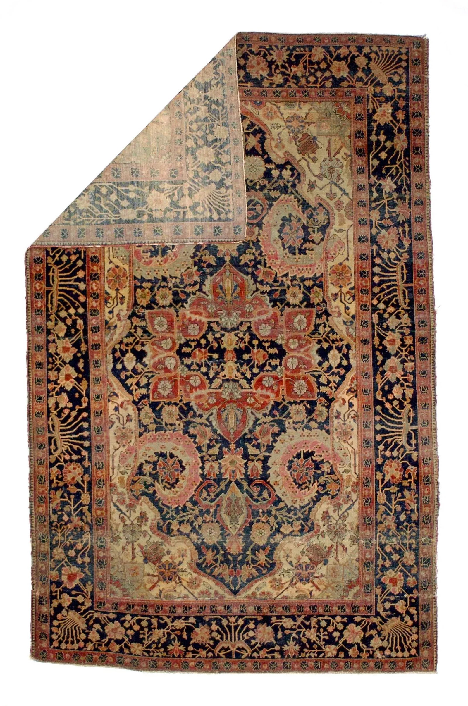 Antique Persian Mohtasham Kashan Rug 4'3" X 6'8" - 6