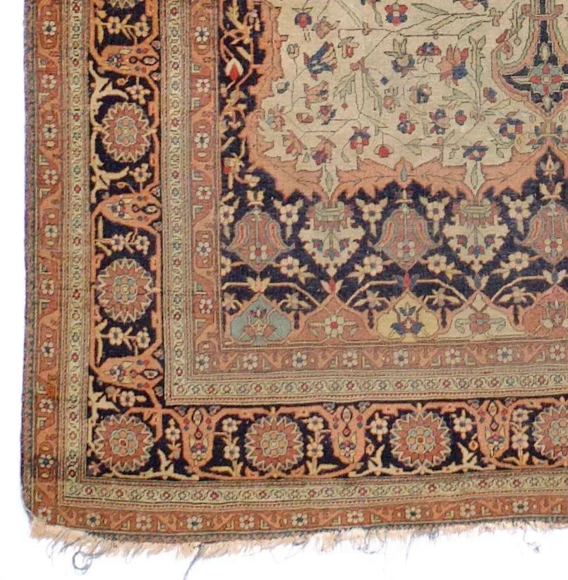 Antique Persian Mohtasham Kashan Rug 4'4" X 6'5" - 2