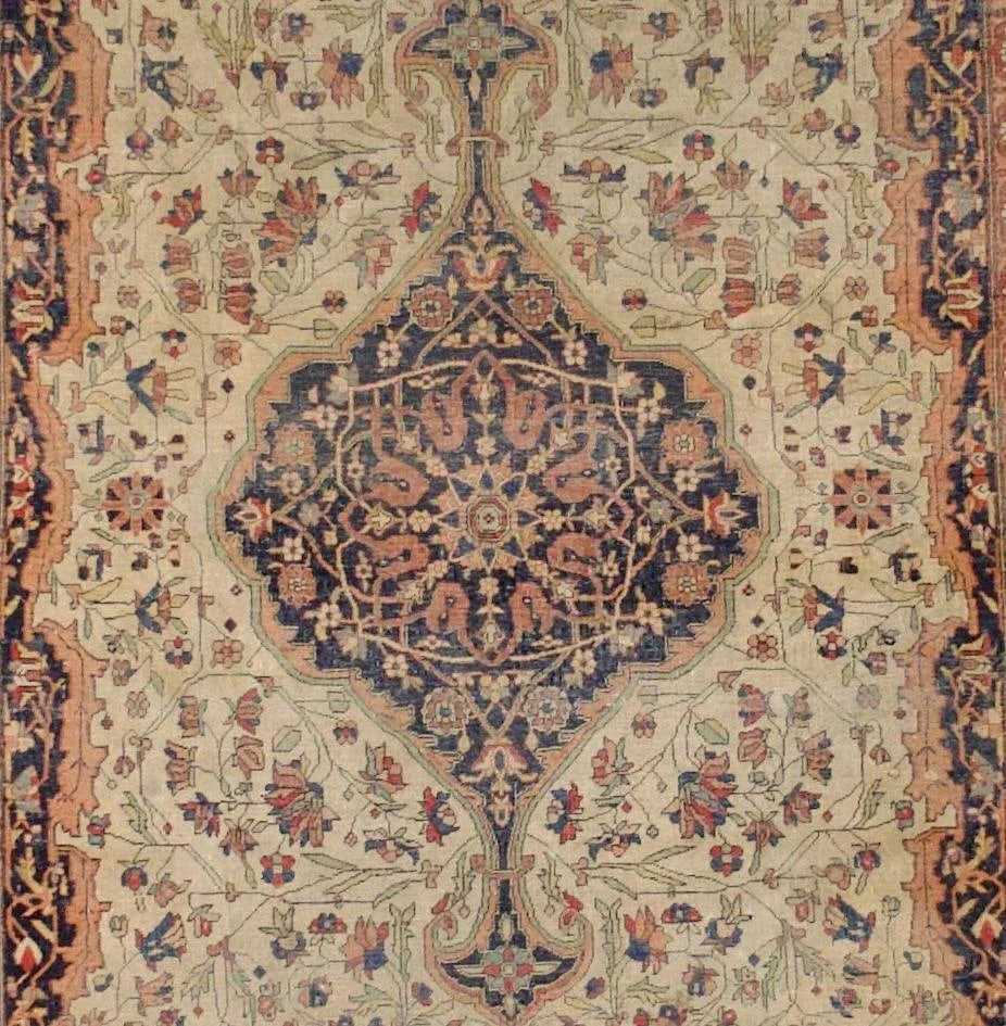 Antique Persian Mohtasham Kashan Rug 4'4" X 6'5" - 3