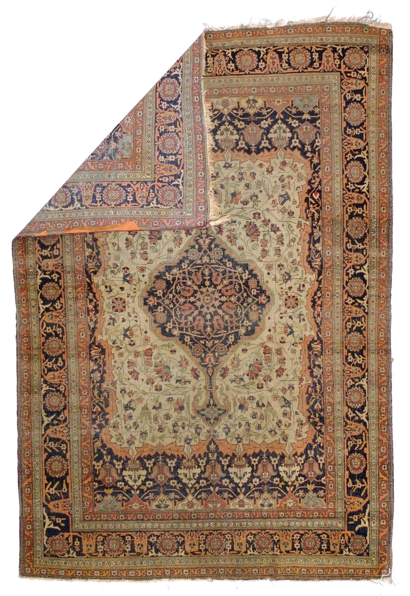 Antique Persian Mohtasham Kashan Rug 4'4" X 6'5" - 4