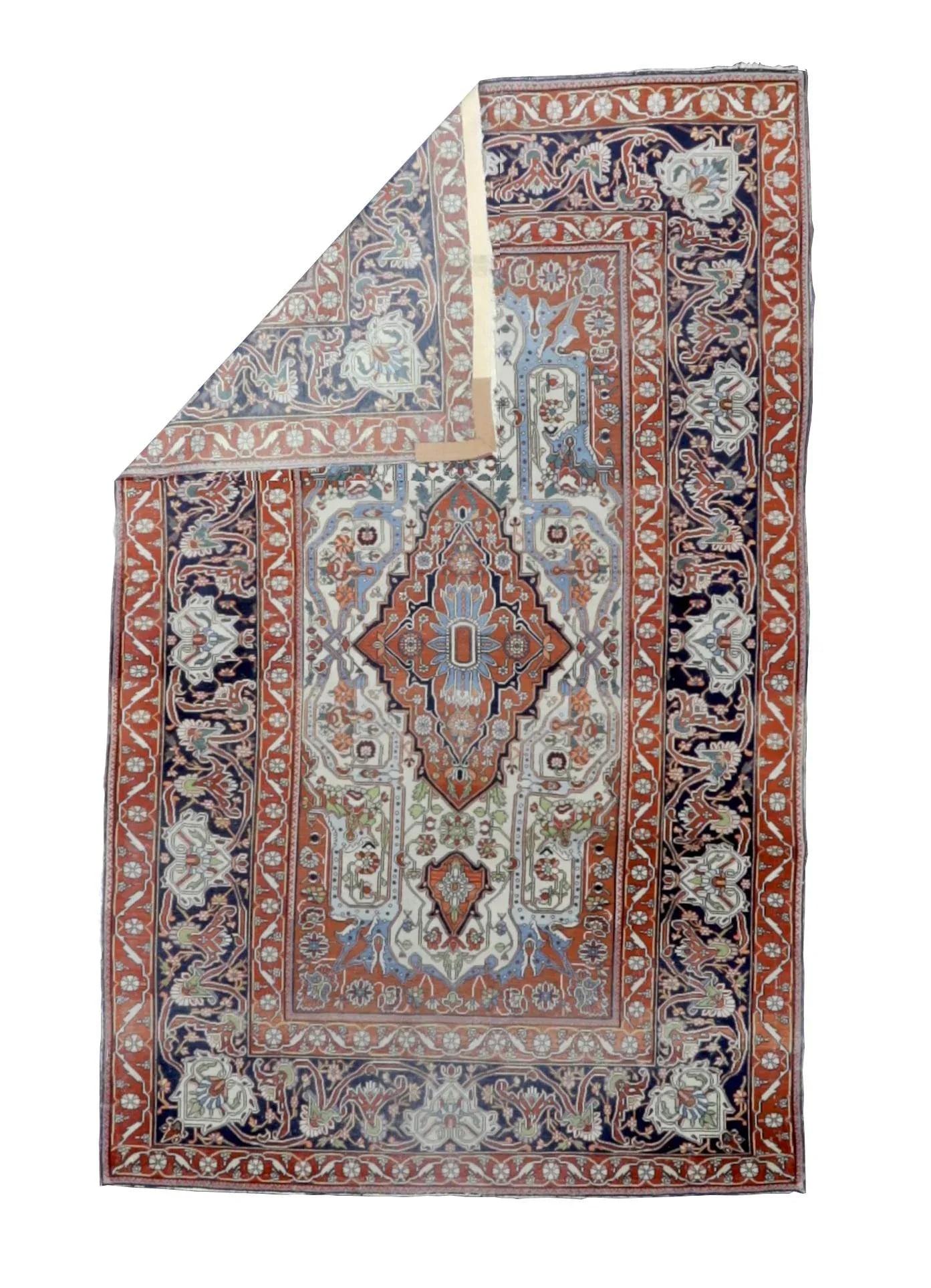 Extremely Fine Antique Persian Mohtasham Kashan Rug 4'6" X 7'3" - 2