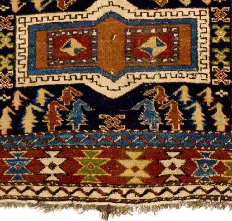 Antique Caucasian Kuba Rug 3'10" X 4'4" - 2