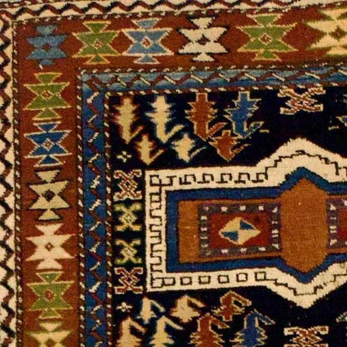Antique Caucasian Kuba Rug 3'10" X 4'4" - 3