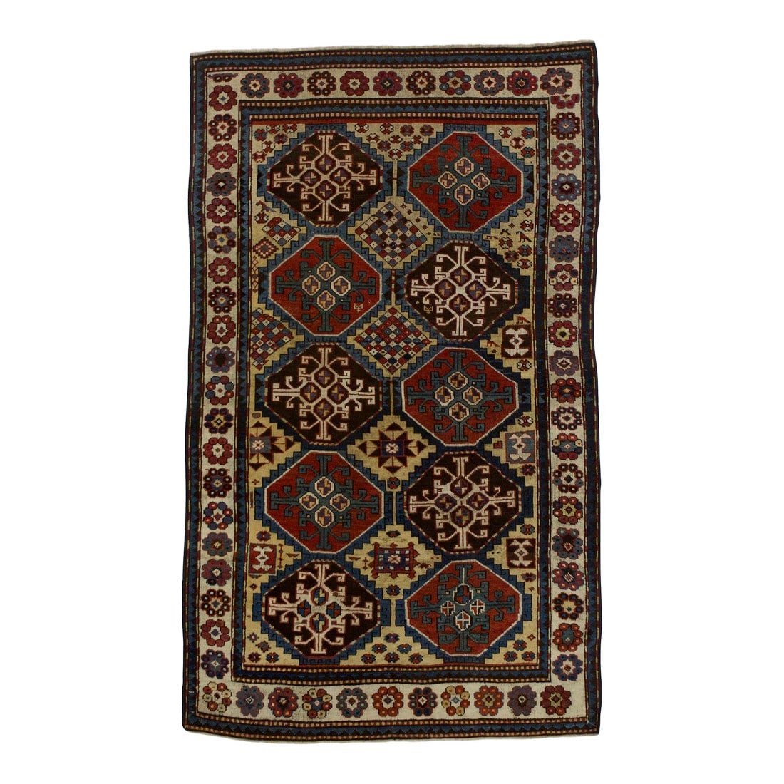 Fine Antique Mogul Kazak Rug 4'7" X 7'7": Fine Antique Mogul Kazak Rug 4'7" x 7'7". SW Caucasus/Armenia. Boldly patterned, strongly colored, totally geometric, all wool, coarse to moderate weave, medium to long pile, scatter format pieces,