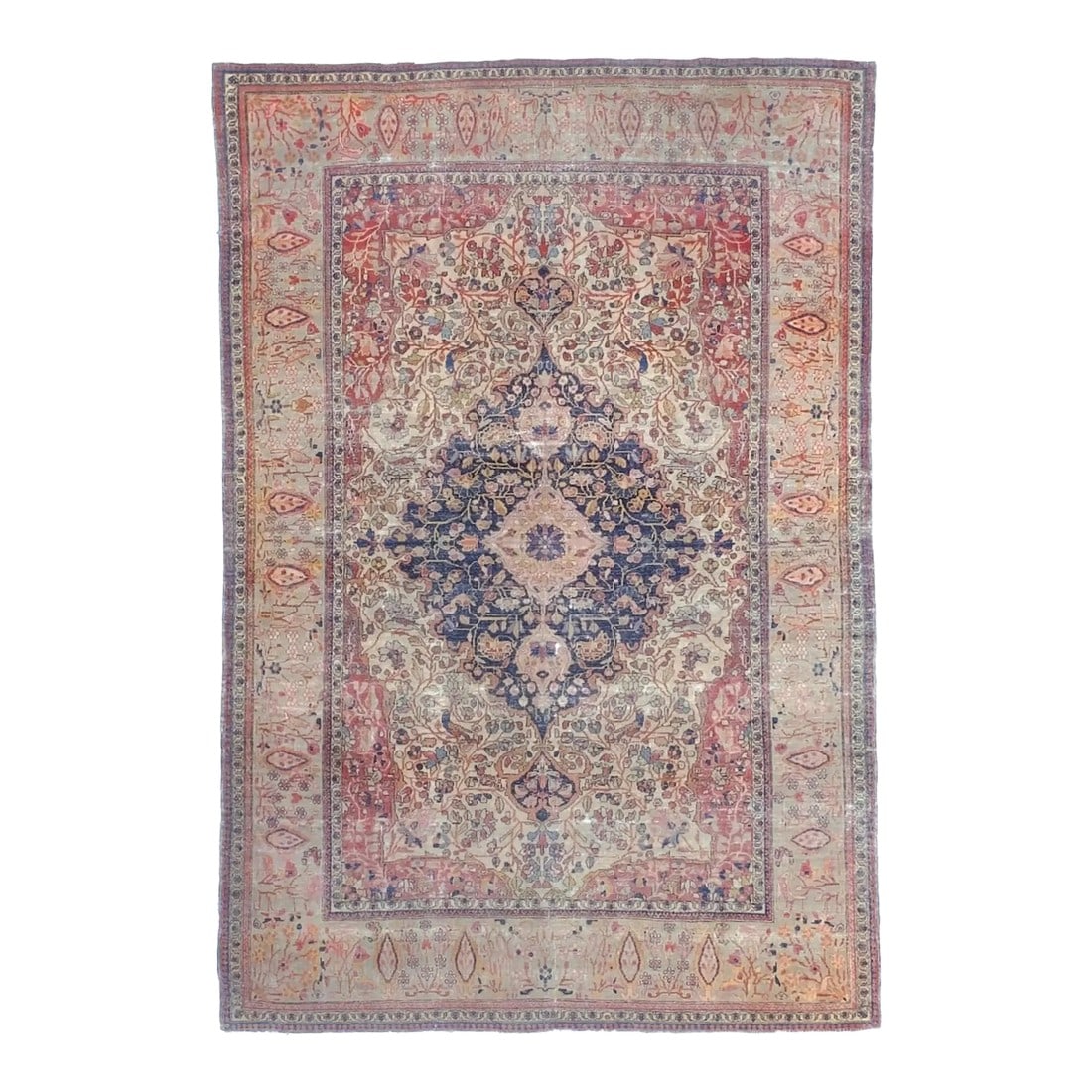 Antique Persian Mohtasham Kashan Rug 4'2" X 6'3": Antique Persian Mohtasham Kashan Rug 4'2" x 6'3". Condition: Alterations: Unknown Imperfections: Some Imperfections Condition Notes: Good condition. Antique. Dimensions: Height: 0.01 in. Width: 50.4 i