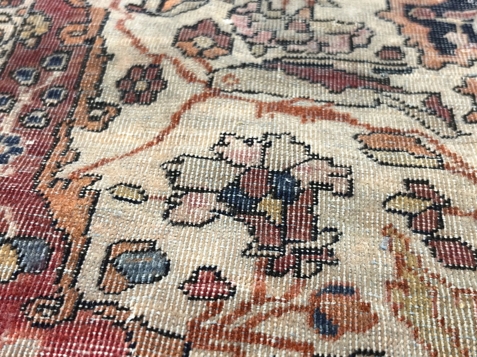 Antique Persian Mohtasham Kashan Rug 4'2" X 6'3" - 3