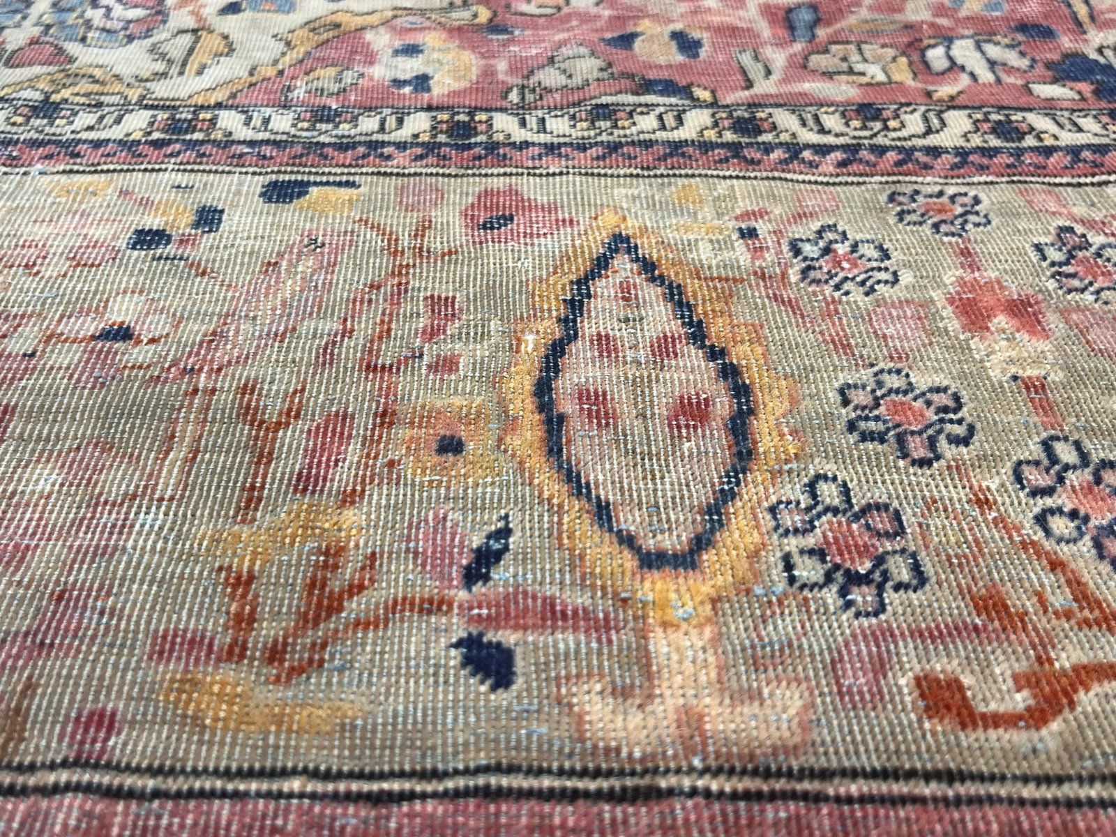 Antique Persian Mohtasham Kashan Rug 4'2" X 6'3" - 4