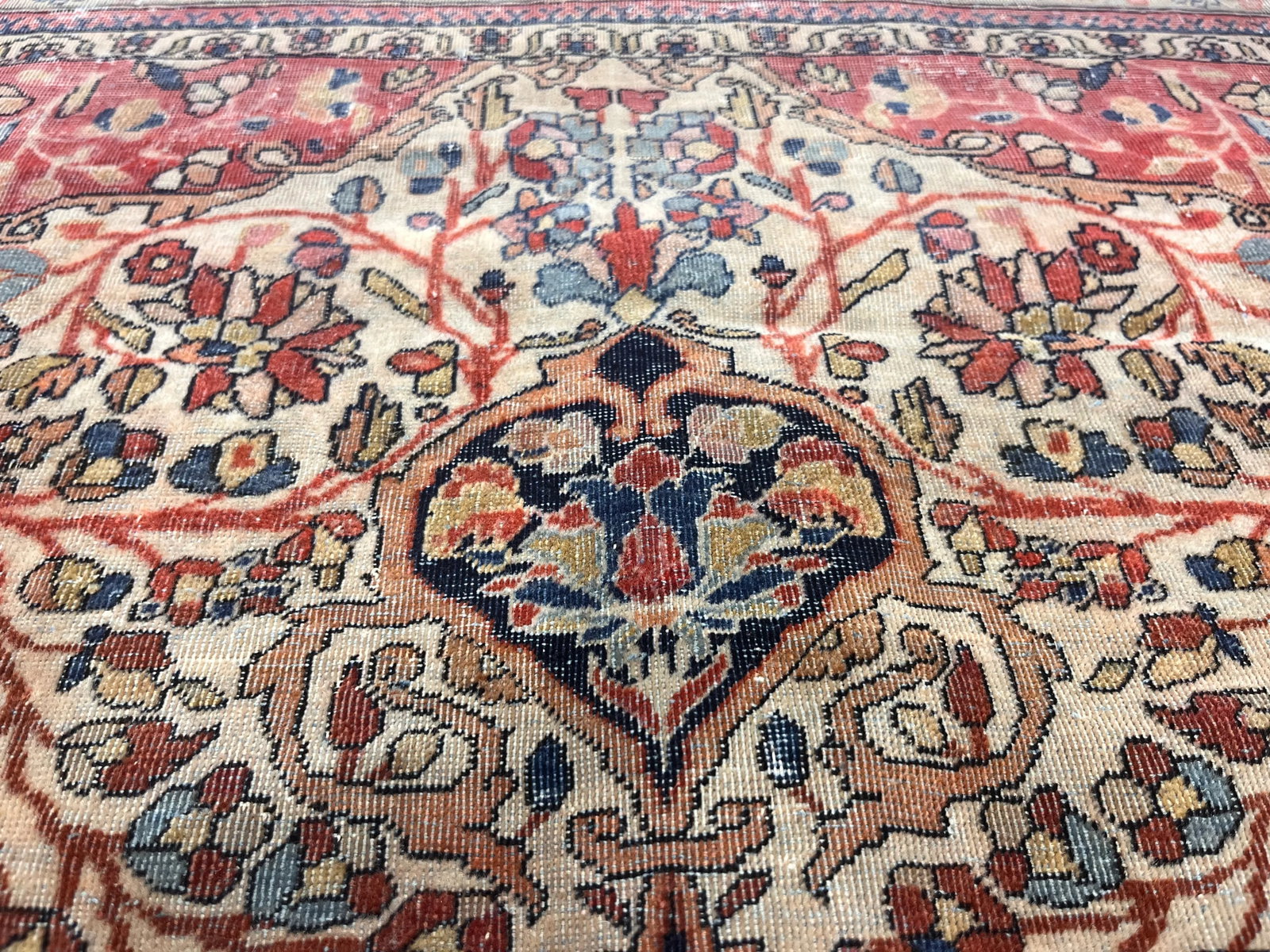 Antique Persian Mohtasham Kashan Rug 4'2" X 6'3" - 6