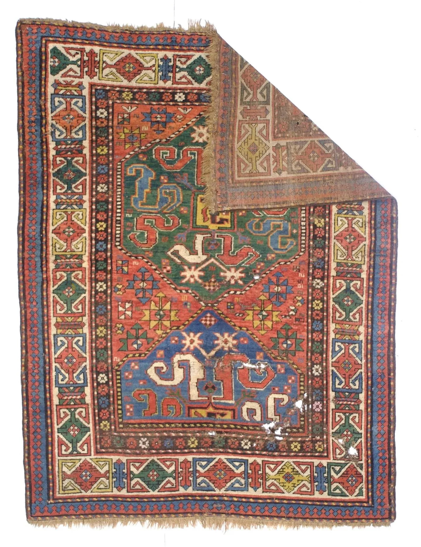 Antique Cloudband Kazak Rug 4'3" X 5'7" - 2