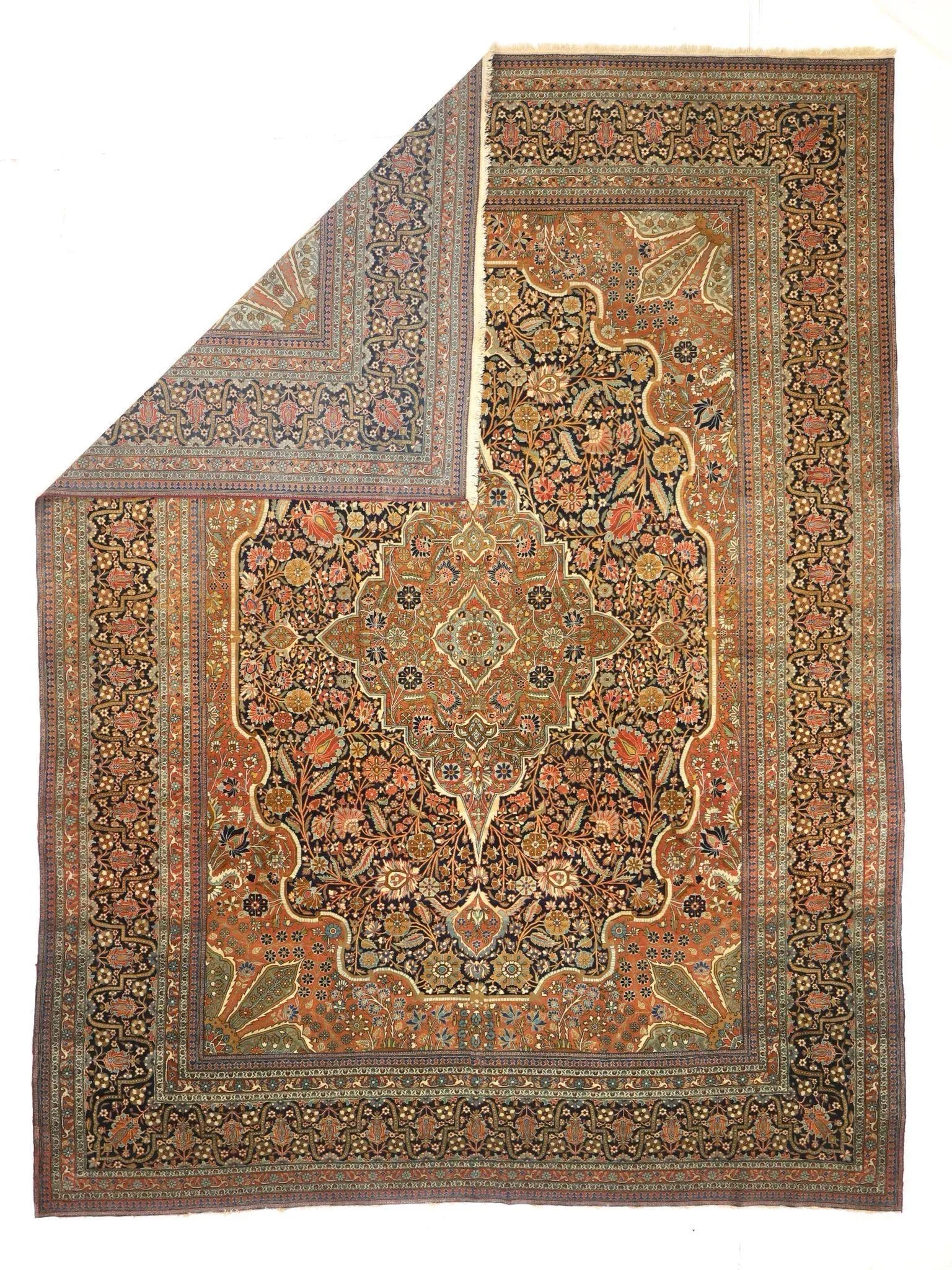 Antique Persian Mohtasham Kashan Rug 9'2" X 12'4" - 2