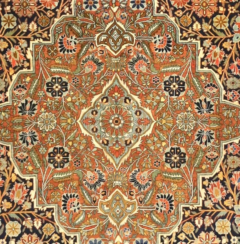 Antique Persian Mohtasham Kashan Rug 9'2" X 12'4" - 3