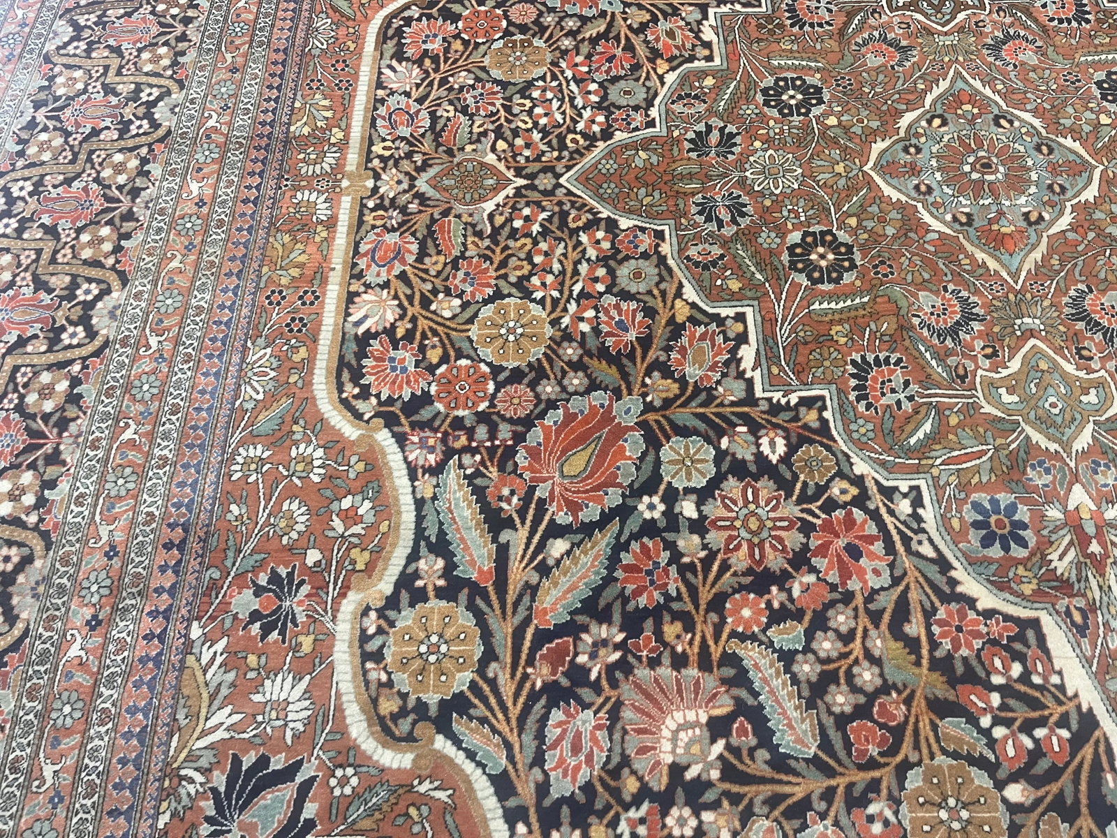 Antique Persian Mohtasham Kashan Rug 9'2" X 12'4" - 9