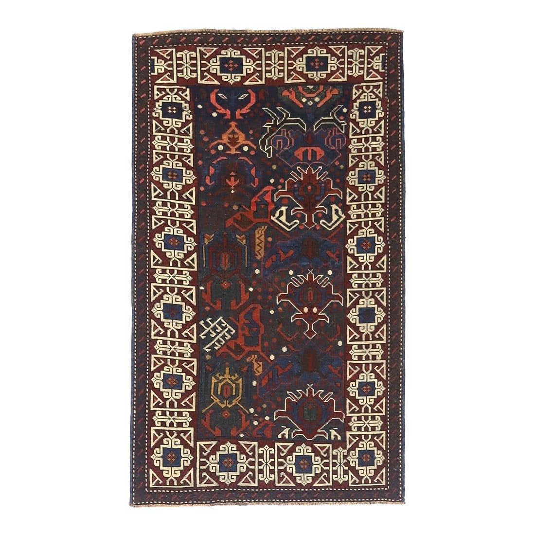 Antique Caucasian Kuba Bijov Rug 2'7" X 4'6": Antique Caucasian Kuba Bijov Rug 2'7" x 4'6". Azeri Turks inhabit the Kuba area of the central west Caspian Caucasus and weave a wide variety of geometric scatters, runners, long rugs and niche (praye