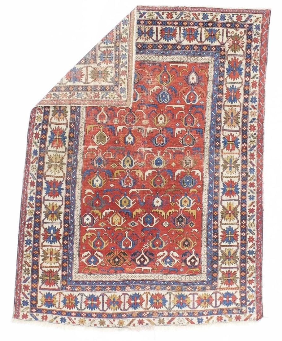 Antique Caucasian Kuba Rug 3'10" X 5'3" - 2