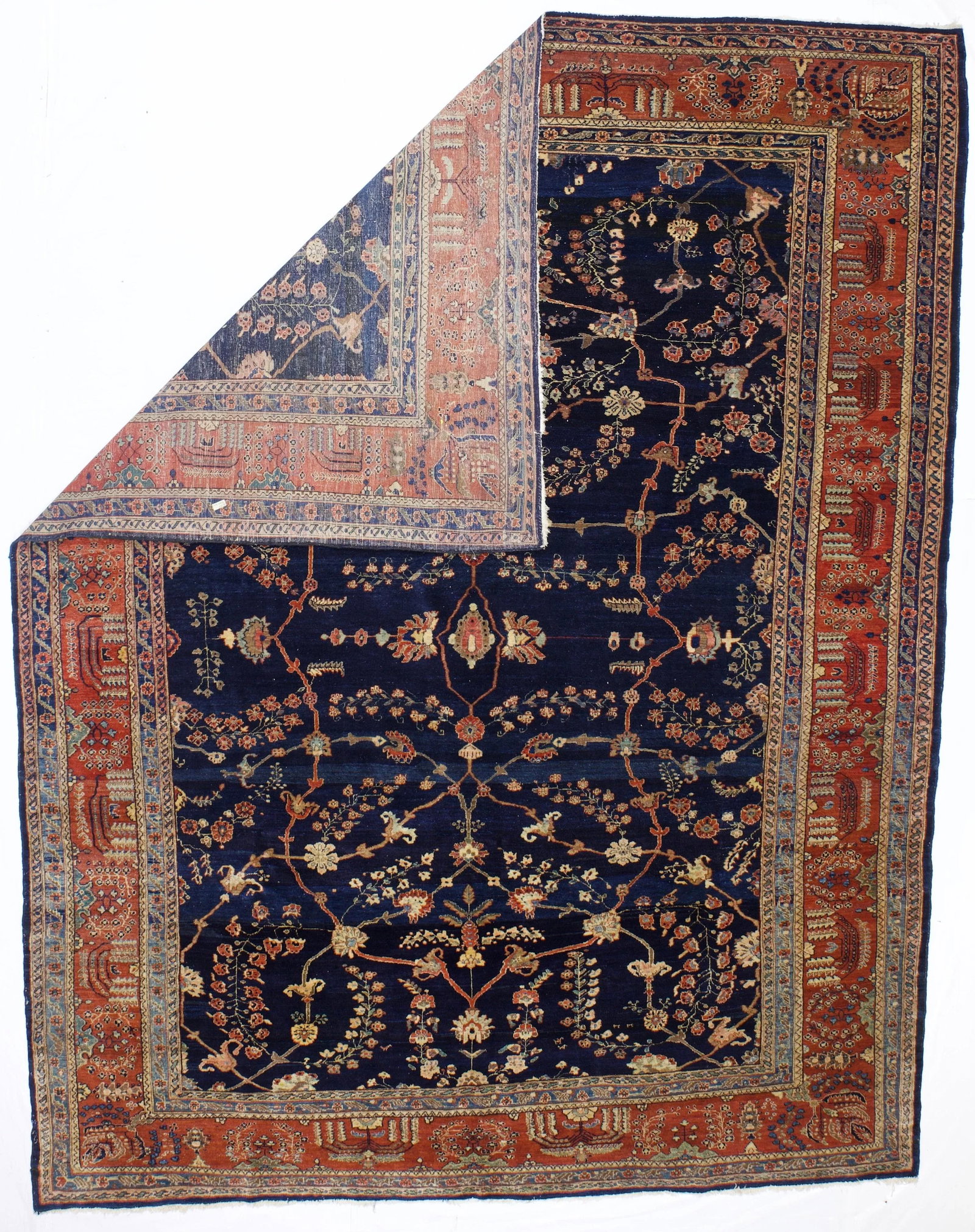Antique Persian Mohajeran Sarouk Rug 8'10" X 11'6" - 2