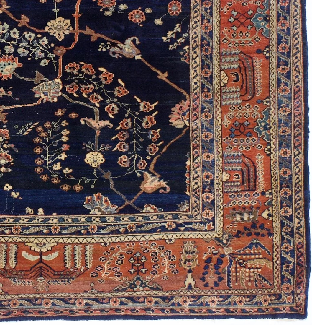 Antique Persian Mohajeran Sarouk Rug 8'10" X 11'6" - 3