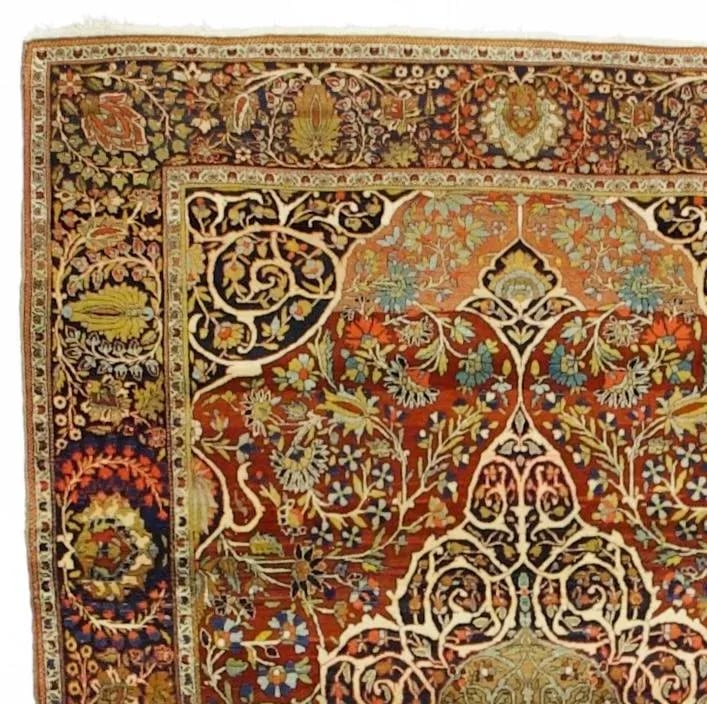 Antique Persian Mohtasham Kashan Rug 4'4" X 6'8" - 3
