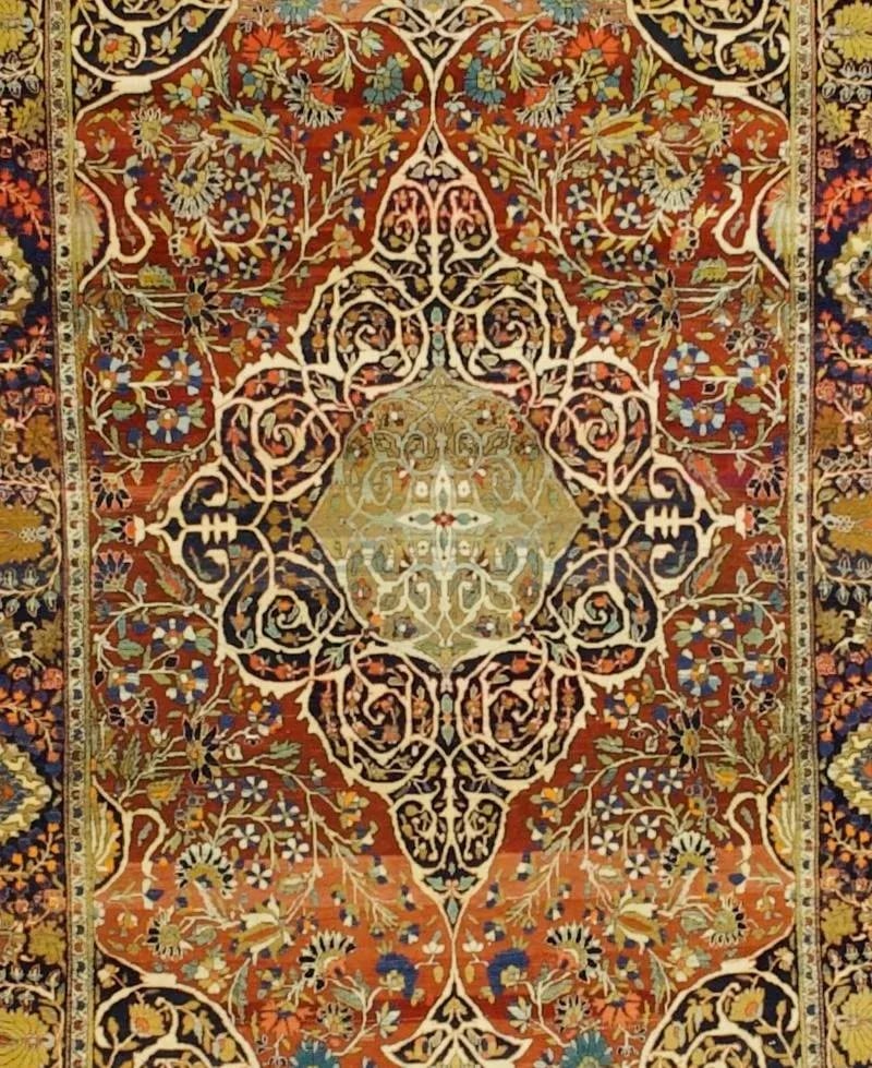 Antique Persian Mohtasham Kashan Rug 4'4" X 6'8" - 4