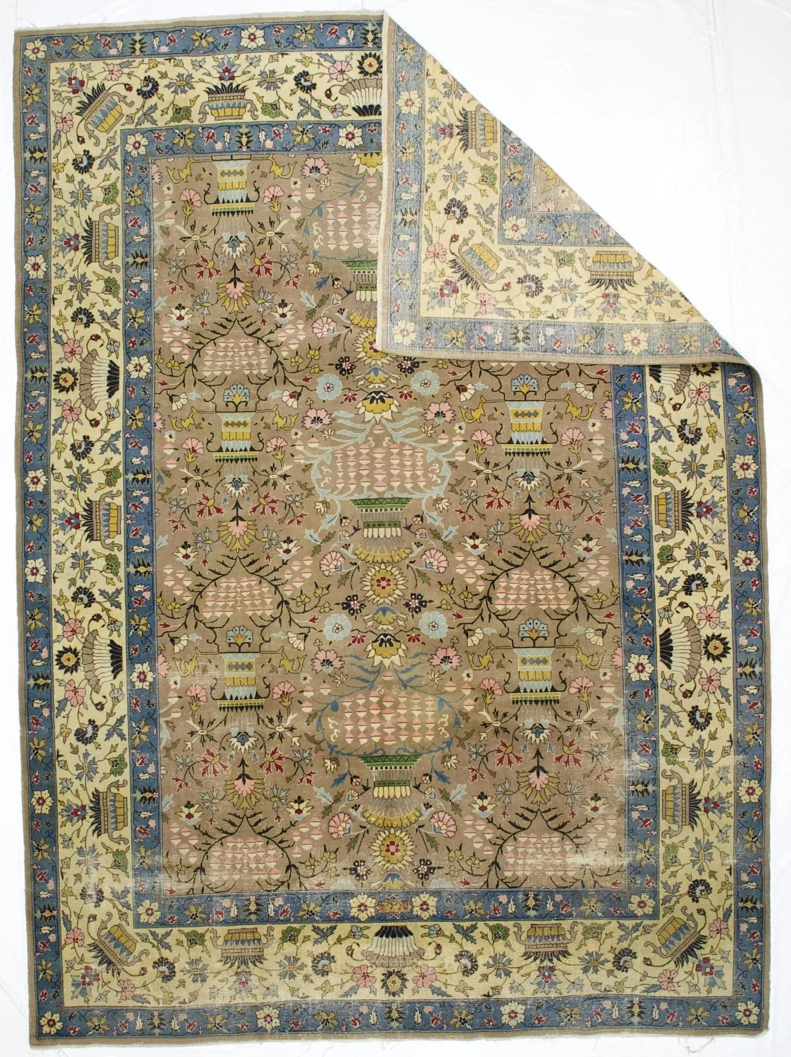 Fine Antique Persian Tabriz Vase Design Rug 8'3" X 11'5" - 2