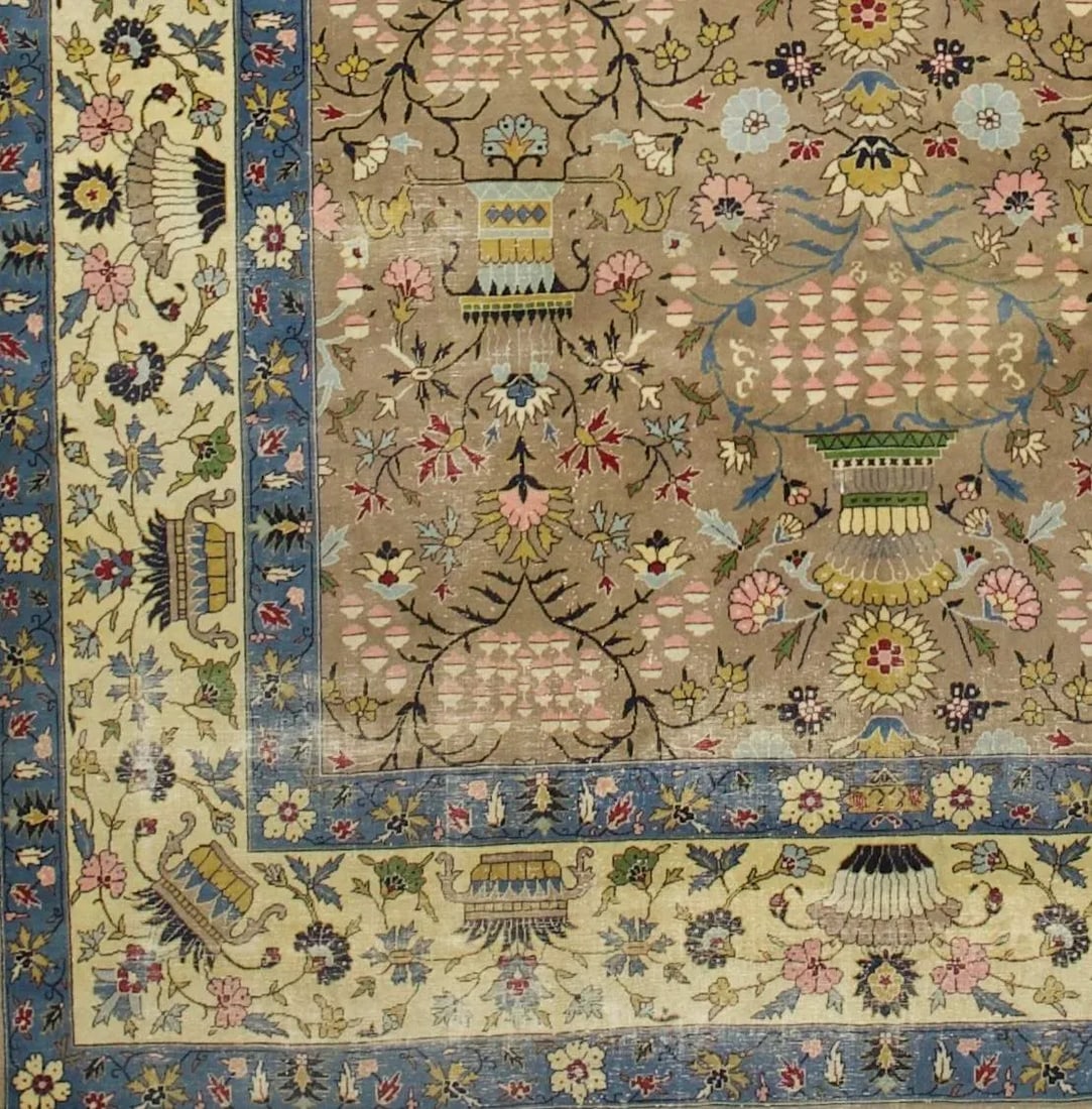 Fine Antique Persian Tabriz Vase Design Rug 8'3" X 11'5" - 3