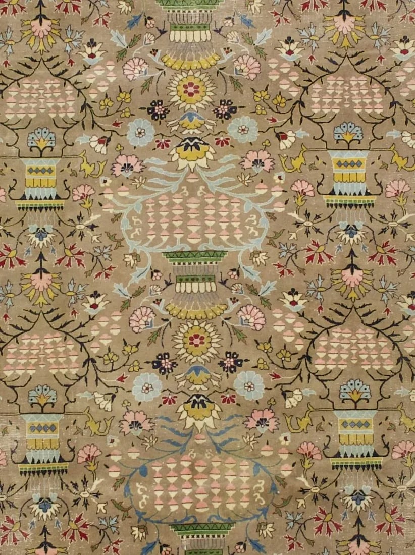 Fine Antique Persian Tabriz Vase Design Rug 8'3" X 11'5" - 4